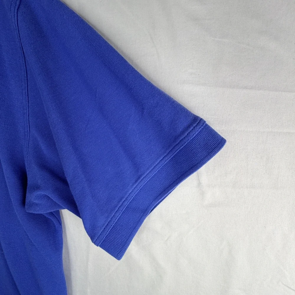 Greg Norman Play Dry Mens Blue Pique Golf Polo Shirt Size Large Short Sleeve